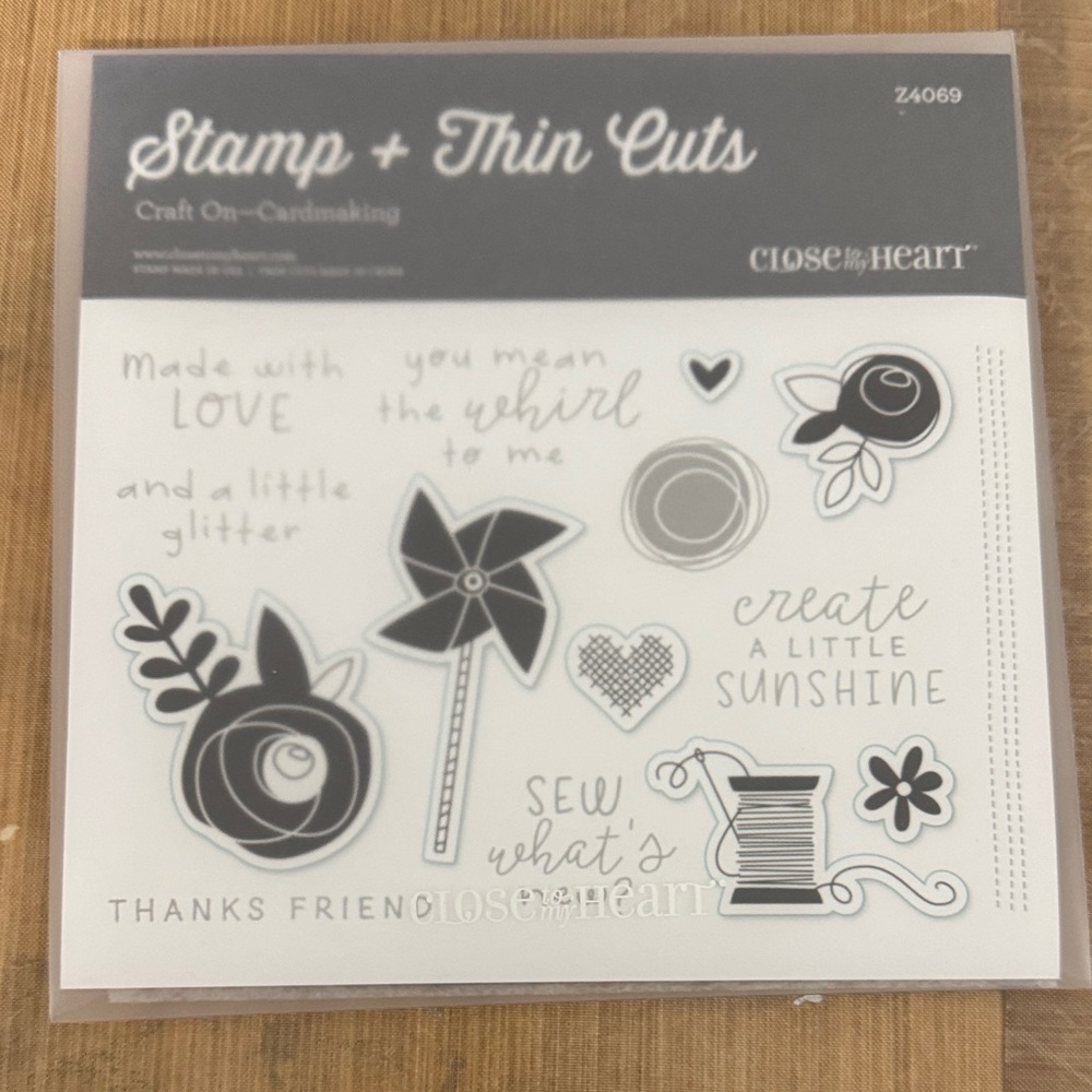 Close To My Heart Stamp + Thin Cuts Set - White, Gray, Black